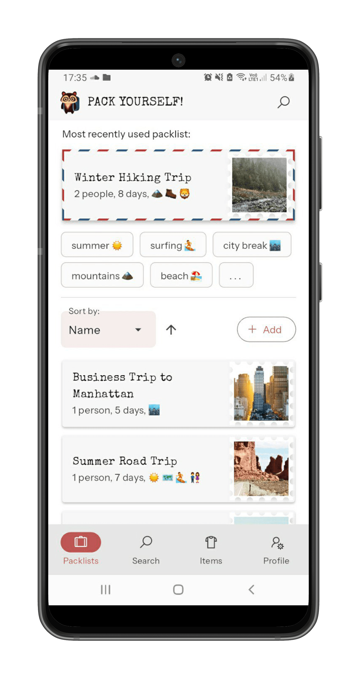 Reusable Packlists